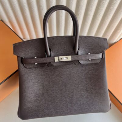 Hermes Birkin 25 Retourne Handmade Bag in Rouge Sellier Clemence Leather