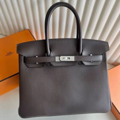 Hermes Birkin 30 Retourne Handmade Bag in Ebene Swift Leather