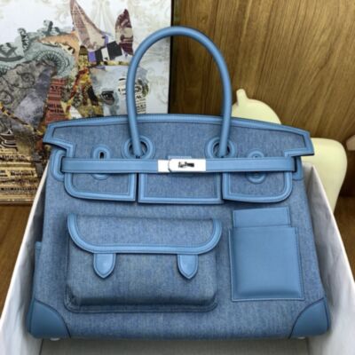 Hermes Cargo Birkin 35cm Limited-edition Bag in Blue Jean Canvas
