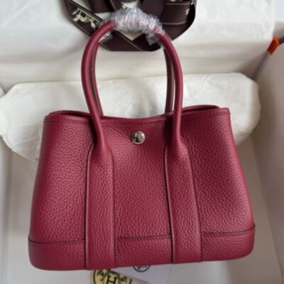 Hermes Neo Garden Party 23 Handmade Bag in Rouge H Clemence Leather