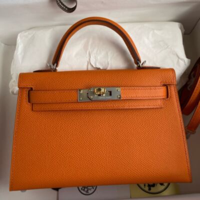 Hermes Kelly Mini II Sellier Handmade Bag in Orange Epsom Calfskin