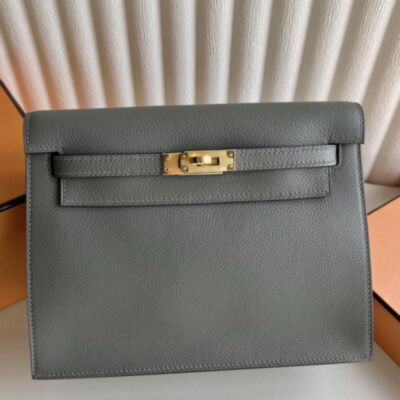 Hermes Kelly Danse II Bag in Gris Meyer Evercolor Calfskin