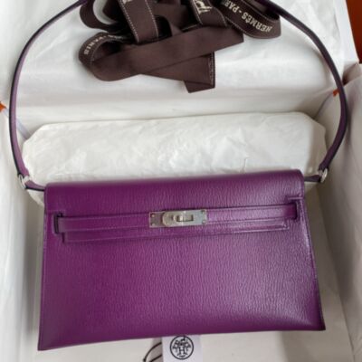 Hermes Kelly Elan Handmade Bag in Anemone Chevre Mysore Leather