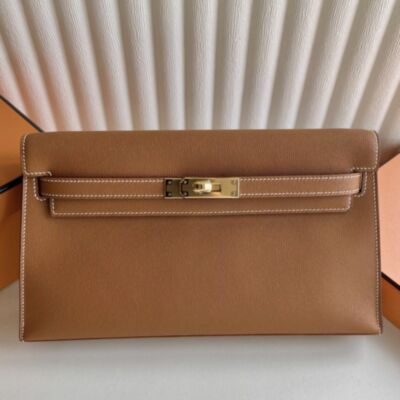 Hermes Kelly Elan Handmade Bag in Gold Madame Leather