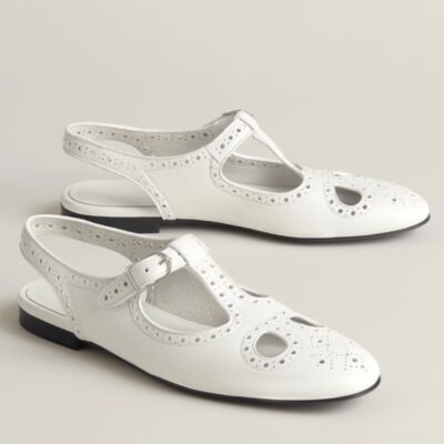 Hermes Kim Slingbacks in White Ghillies Nappa Leather