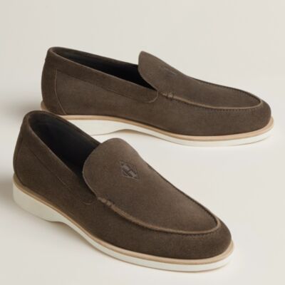 Hermes Men's Low Loafers in Ecorce Suede Leather