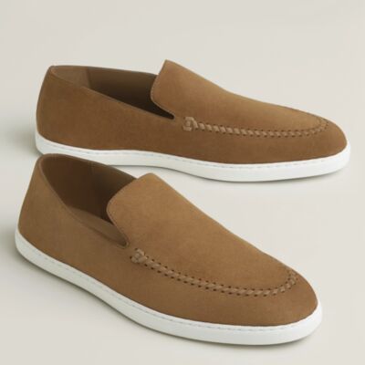 Hermes Men's Julian Loafers in Brown Suede Leather