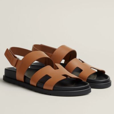 Hermes Women's Genius Sandals in Brown Calfskin
