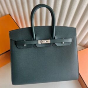 Hermes Birkin 25 Sellier Handmade Bag in Vert Cypres Epsom Calfskin