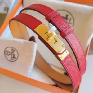 Hermes Kelly 18 Belt in Red Epsom Leather