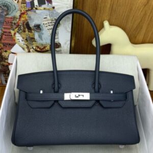 Hermes Shoulder Birkin Light 29 Bag in Black Clemence Leather