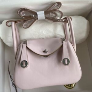 Hermes Mini Lindy Verso Bag in Mauve Pale Swift Calfskin