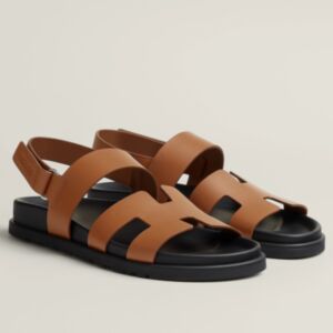 Hermes Women's Genius Sandals in Brown Calfskin