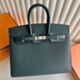 Hermes Birkin 25 Sellier Handmade Bag in Vert Cypres Epsom Calfskin