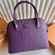 Hermes Bolide 1923 27 Handmade Bag in Voilet KK Ostrich Leather