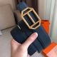 Hermes Pad Reversible Belt In Blue/White Epsom Leather