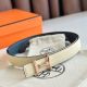 Hermes Mors H 24mm Reversible Belt in Blue and White Epsom Leather