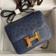  Hermes Constance 18 Handmade Bag In Blue Iris Ostrich Leather