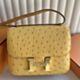 Hermes Constance 18 Handmade Bag in Jaune Ambre Ostrich Leather