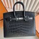 Hermes Birkin 20 Sellier Bag in Black Matte Alligator Crocodile