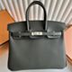Hermes Birkin 25 Retourne Handmade Bag in Vert Gris Clemence Leather