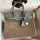 Hermes Birkin 25 Grizzly Bag in Taupe Doblis Suede and Swift Leather