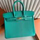 Hermes Birkin 25 Retourne Handmade Bag in Vert Comics Lizard Leather