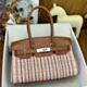 Hermes Shoulder Birkin Light 29 Bag in Toile and Gold Swift Calfskin