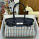 Hermes Shoulder Birkin Light 29 Bag in Toile and Black Swift Calfskin