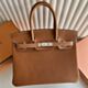 Hermes Birkin 30 Retourne Handmade Bag in Gold Barenia Calfskin