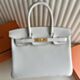 Hermes Birkin 30 Retourne Handmade Bag in Mushroom Clemence Leather