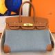 Hermes Birkin 30 Handmade Bag in Denim & Gold Swift Leather