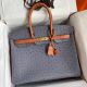 Hermes HSS Birkin 35 Bicolor Bag in Gris Agate and Gold Ostrich Leather