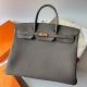 Hermes Birkin 40 Retourne Handmade Bag In Etain Clemence Leather