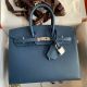 Hermes Birkin 25 Sellier Handmade Bag in Deep Blue Epsom Calfskin