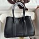 Hermes Neo Garden Party 23 Handmade Bag in Black Clemence Leather