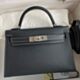 Hermes Kelly Mini II Sellier Handmade Bag in Graphite Epsom Calfskin