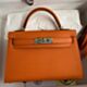 Hermes Kelly Mini II Sellier Handmade Bag in Orange Epsom Calfskin