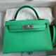 Hermes Kelly Mini II Sellier Handmade Bag in Vert Comics Epsom Calfskin
