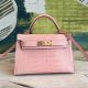 Hermes Kelly Mini II Handmade Bag In Nude Alligator Crocodile 