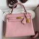 Hermes Kelly Retourne 25 Handmade Bag In Rose Sakura Clemence Leather