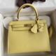 Hermes Kelly Sellier 25 Handmade Bag In Jaune Poussin Epsom Calfskin