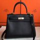 Hermes Kelly 25cm Retourne Handmade Bag In Black Swift Leather 