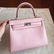 Hermes Kelly 25cm Retourne Handmade Bag In Rose Dragee Swift Leather 