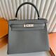 Hermes Kelly Retourne 28 Handmade Bag in Meyer Clemence Leather