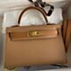 Hermes Kelly Mini II Sellier Bicolor Handmade Bag in Chai and Gold Epsom Calfskin