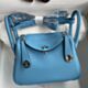 Hermes Mini Lindy Handmade Bag in Blue du Nord Clemence Leather