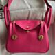Hermes Mini Lindy Handmade Bag in Rose Mexico Clemence Leather
