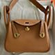 Hermes Mini Lindy Handmade Bag in Toffee Clemence Leather