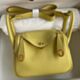 Hermes Mini Lindy Verso Bag in Jaune Poussin Clemence Leather